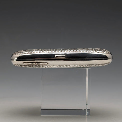 1880 British antique sterling silver cigarette case, 51g, with case, Hilliard & Thomason